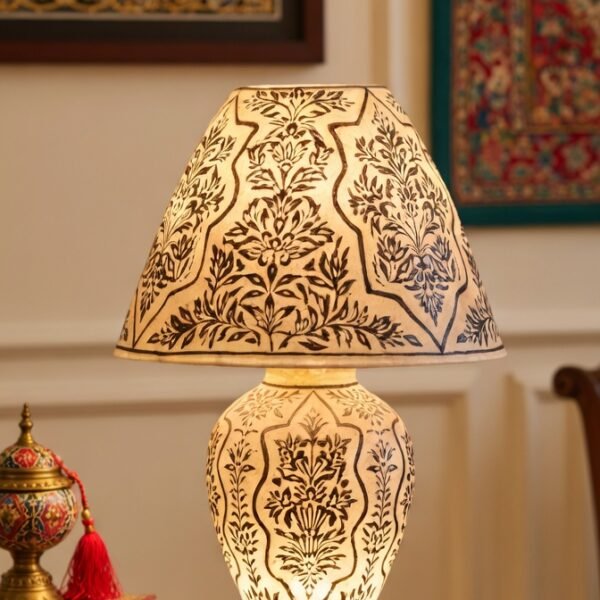 Classic Camel Skin Lamp | Floral Lamp | Size = 21 Inch