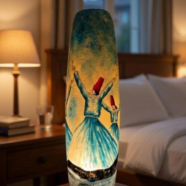 Whirling Sufi  Theme  | Camel Skin Bottle Lamp | 16 INCH | Handcrafted