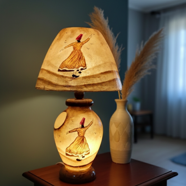 Sufi Theme Floral Lamp | Camel Skin Lamp Size = 21 inch