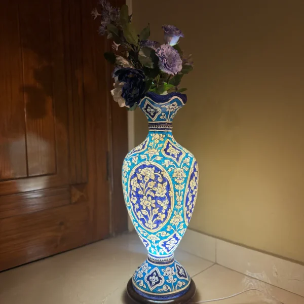 Blue Sarina Vase | Size 34 Inches | Camel Skin. Handcrafted Entirely