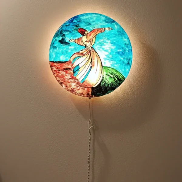 Whirling Sufi Theme Wall Plate Camel Skin. | Size = 12 Inch