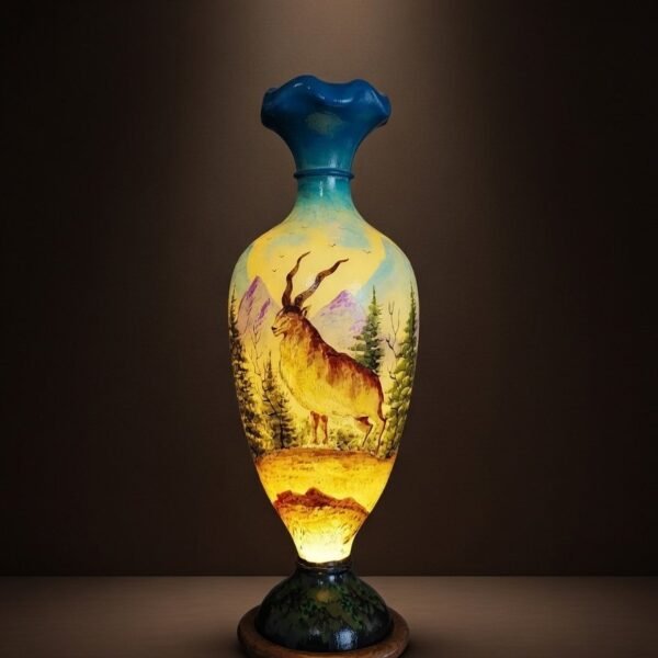 Markhor Theme Floor Vase| Size 34 Inches | Camel Skin. Handcrafted Entirely